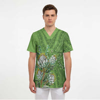 Africa King Proteas Dashiki Motif Scrub Top Green Style