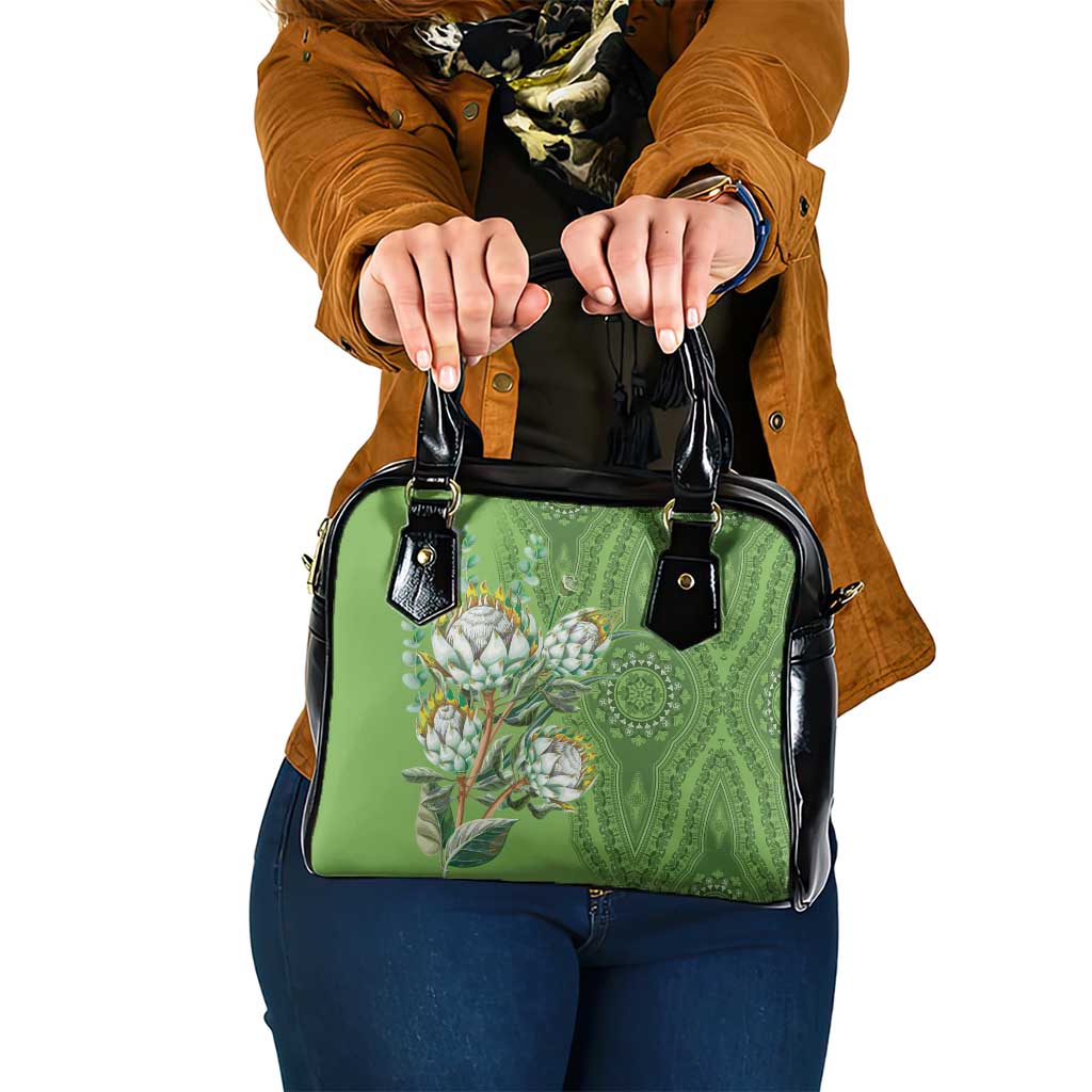 Africa King Proteas Dashiki Motif Shoulder Handbag Green Style