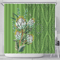 Africa King Proteas Dashiki Motif Shower Curtain Green Style