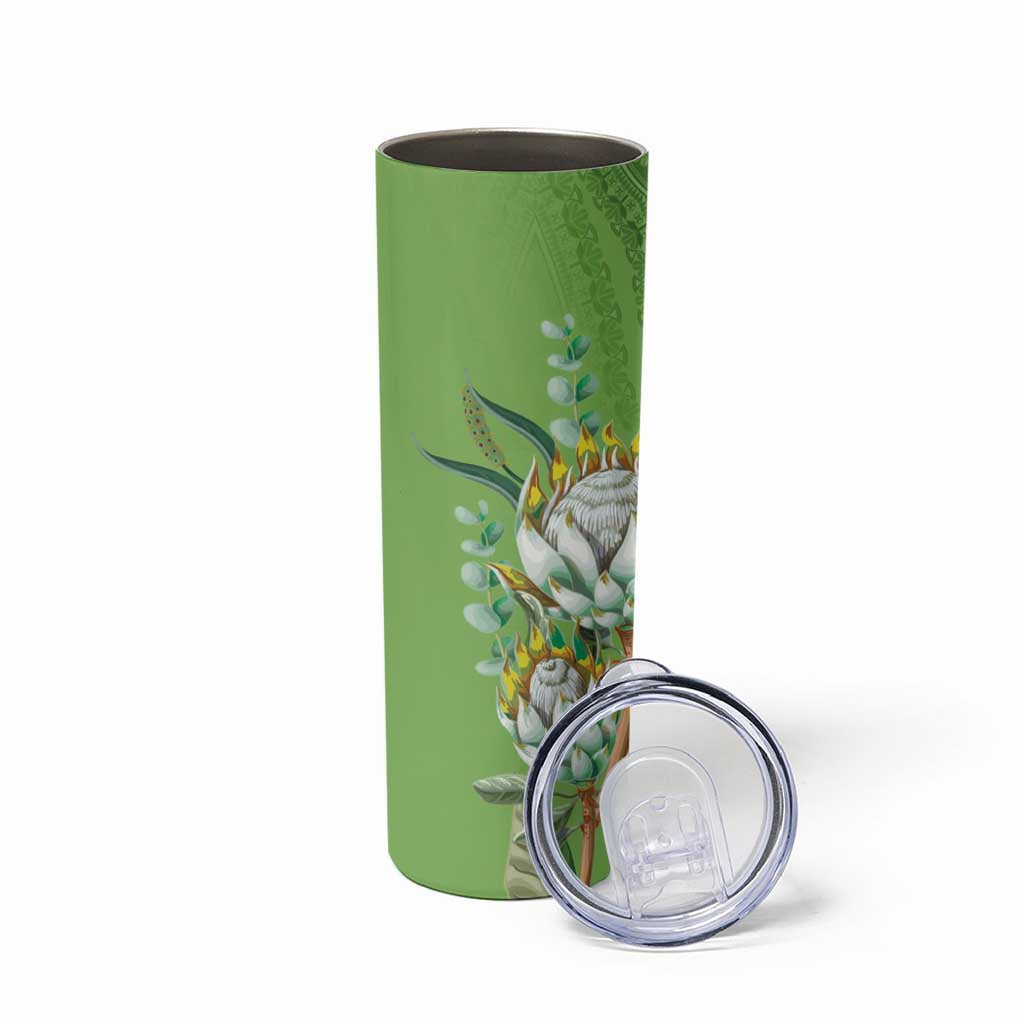 Africa King Proteas Dashiki Motif Skinny Tumbler Green Style - Wonder Print Shop