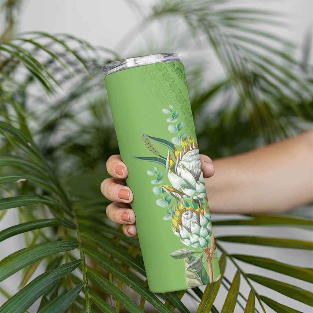 Africa King Proteas Dashiki Motif Skinny Tumbler Green Style - Wonder Print Shop