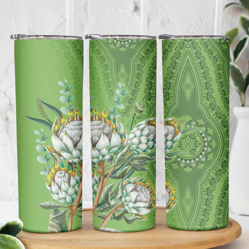 Africa King Proteas Dashiki Motif Skinny Tumbler Green Style - Wonder Print Shop
