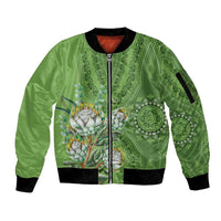 Africa King Proteas Dashiki Motif Sleeve Zip Bomber Jacket Green Style - Wonder Print Shop