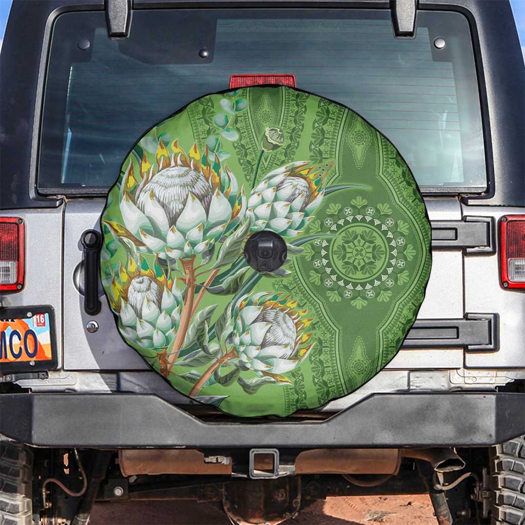 Africa King Proteas Dashiki Motif Spare Tire Cover Green Style - Wonder Print Shop