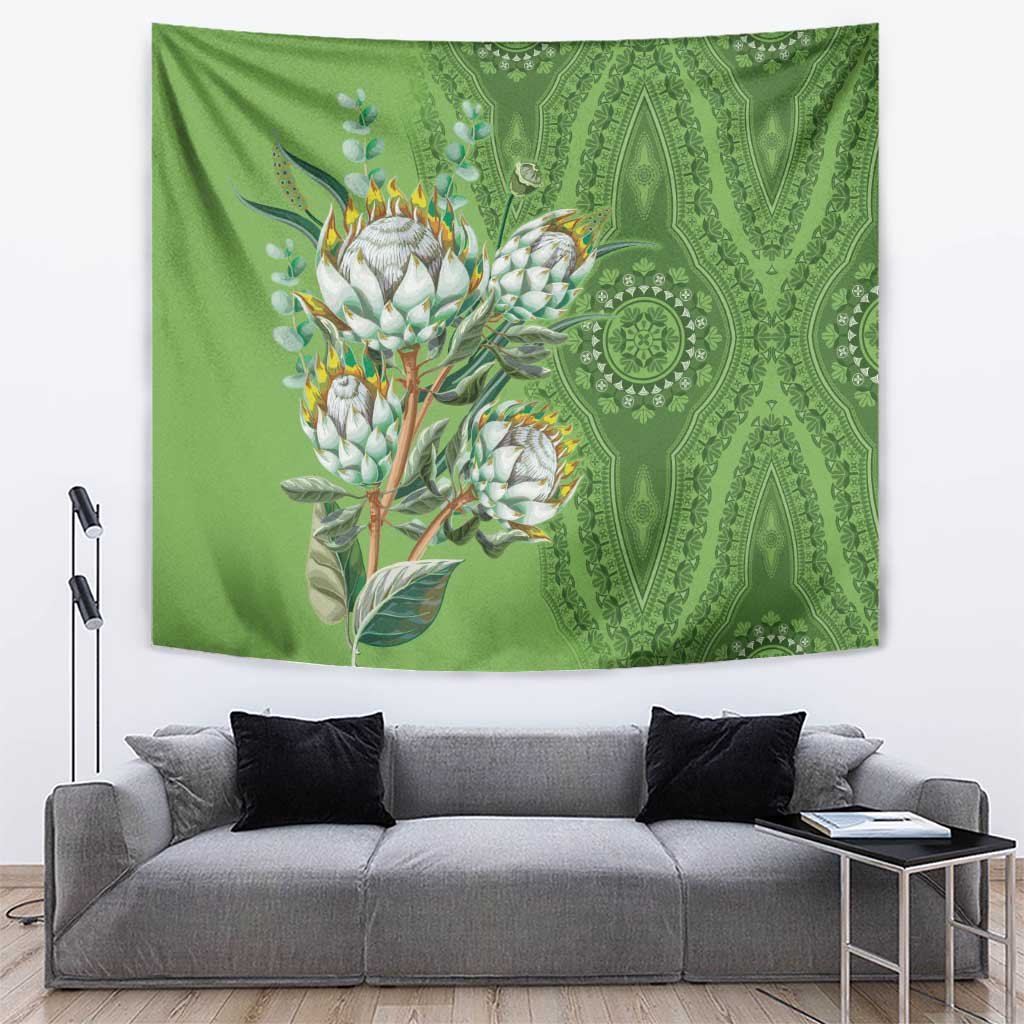Africa King Proteas Dashiki Motif Tapestry Green Style - Wonder Print Shop