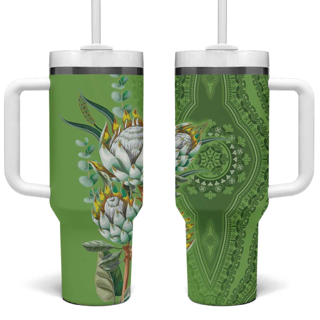 Africa King Proteas Dashiki Motif Tumbler With Handle Green Style - Wonder Print Shop