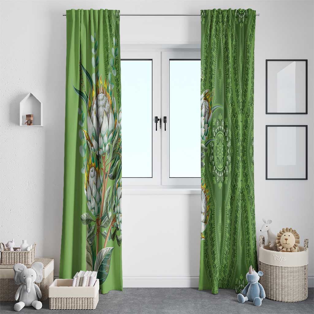 Africa King Proteas Dashiki Motif Window Curtain Green Style - Wonder Print Shop