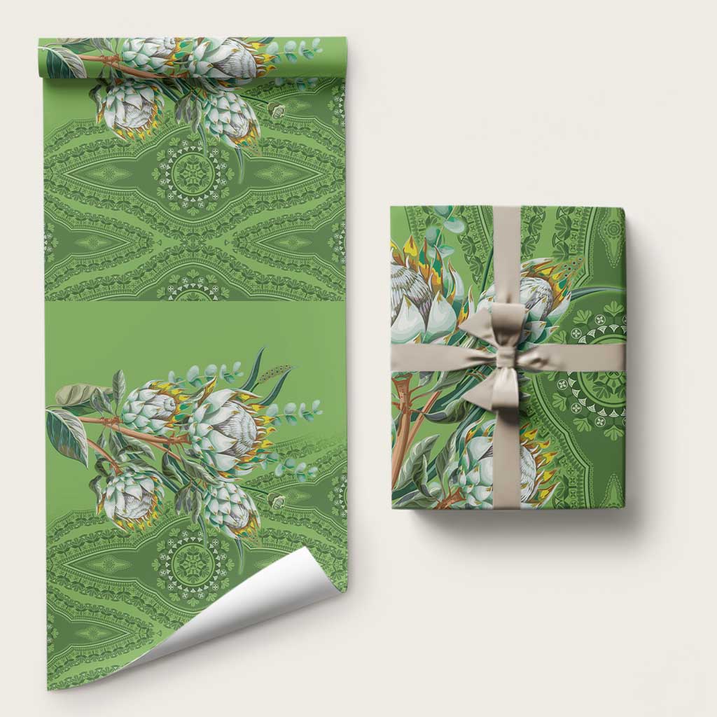 Africa King Proteas Dashiki Motif Wrapping Paper Green Style - Wonder Print Shop