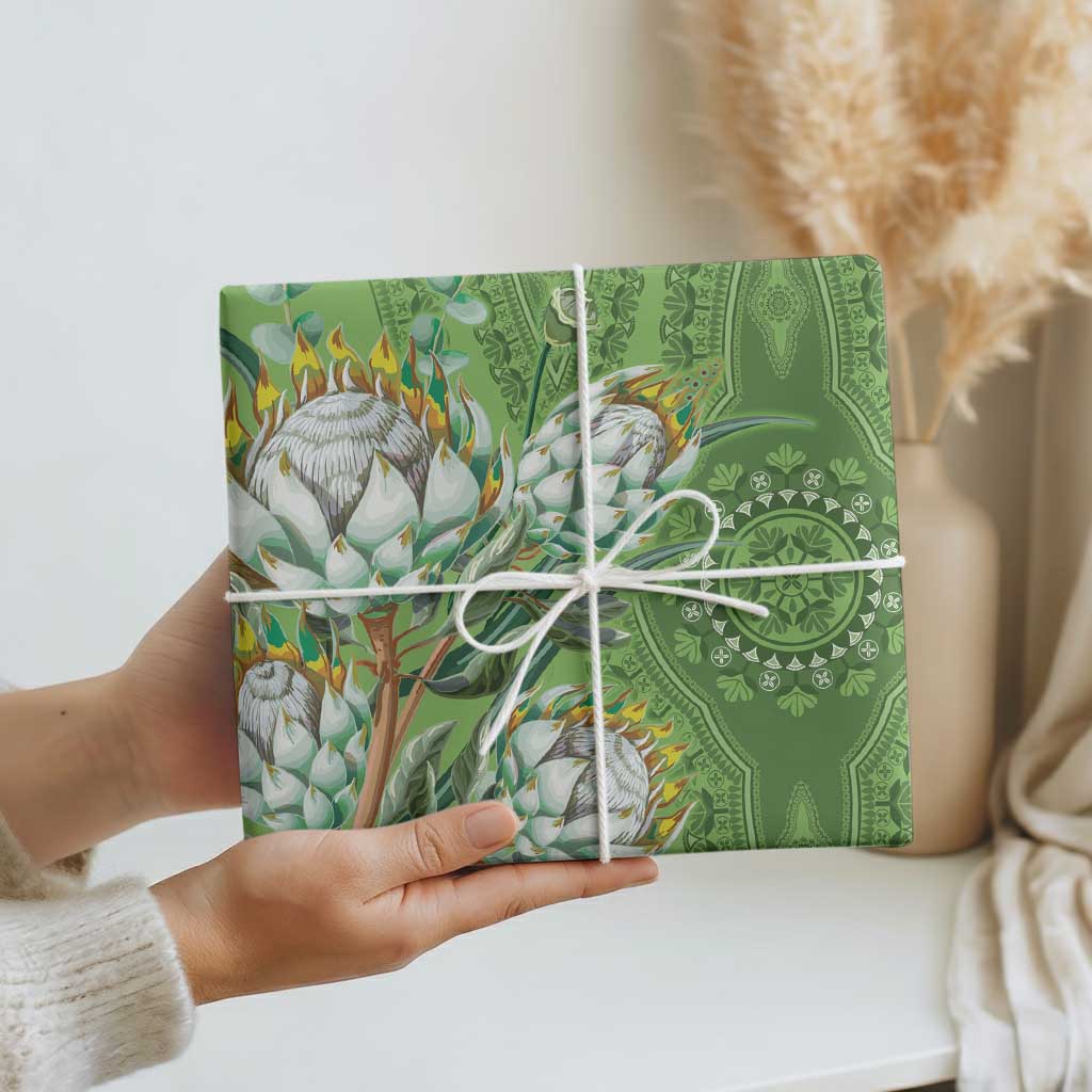 Africa King Proteas Dashiki Motif Wrapping Paper Green Style - Wonder Print Shop