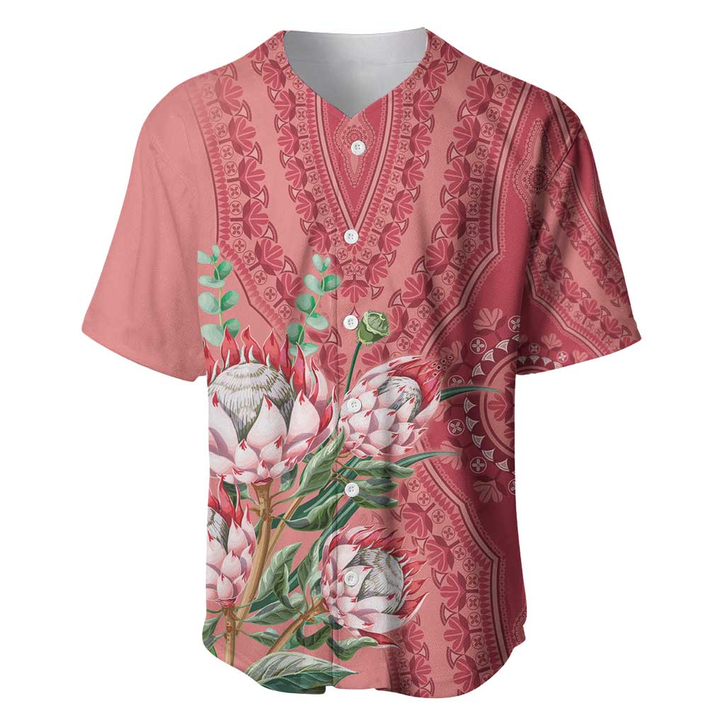 Africa King Proteas Dashiki Motif Baseball Jersey Peach Style LT9 - Wonder Print Shop