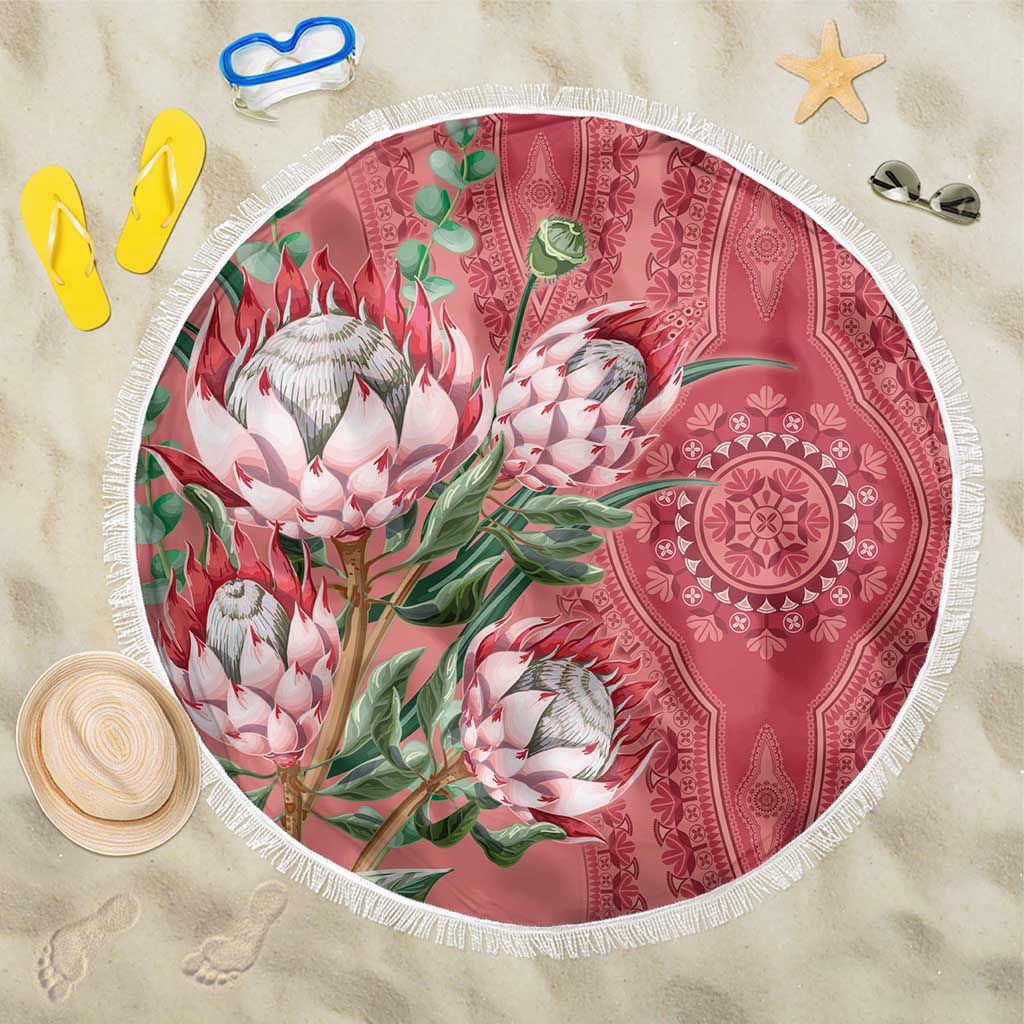 Africa King Proteas Dashiki Motif Beach Blanket Peach Style LT9 - Wonder Print Shop