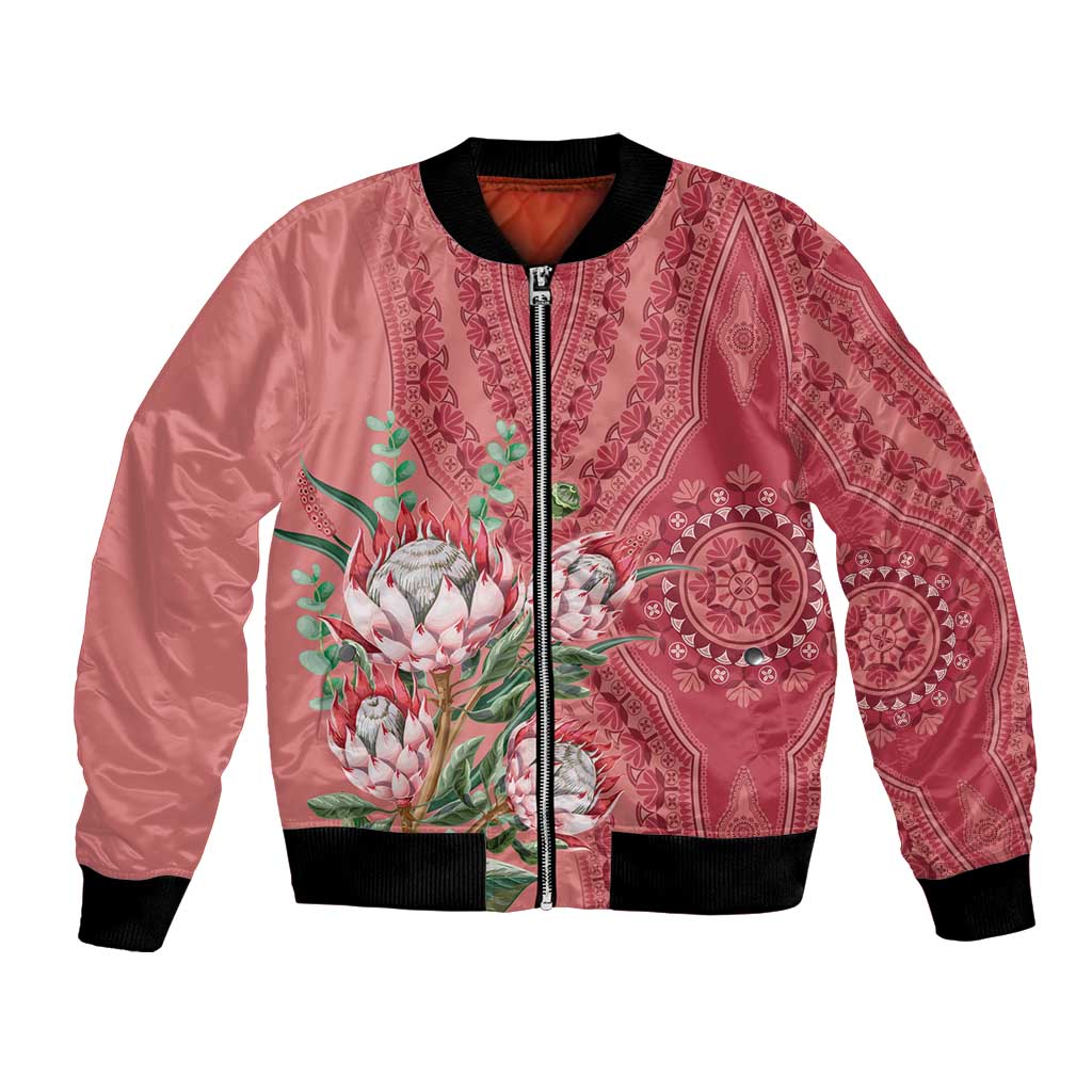 Africa King Proteas Dashiki Motif Bomber Jacket Peach Style LT9 - Wonder Print Shop