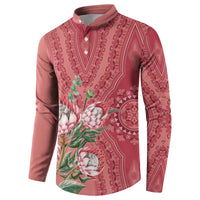 Africa King Proteas Dashiki Motif Button Sweatshirt Peach Style LT9 - Wonder Print Shop