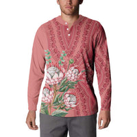 Africa King Proteas Dashiki Motif Button Sweatshirt Peach Style LT9 - Wonder Print Shop