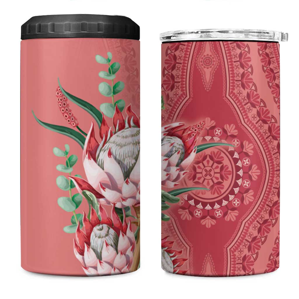 Africa King Proteas Dashiki Motif 4 in 1 Can Cooler Tumbler Peach Style LT9 - Wonder Print Shop