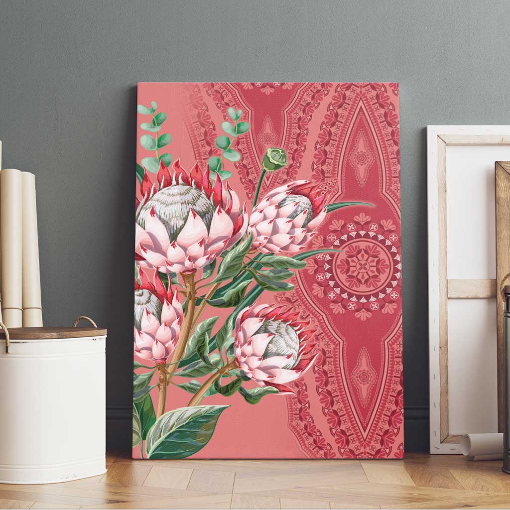 Africa King Proteas Dashiki Motif Canvas Wall Art Peach Style LT9 - Wonder Print Shop