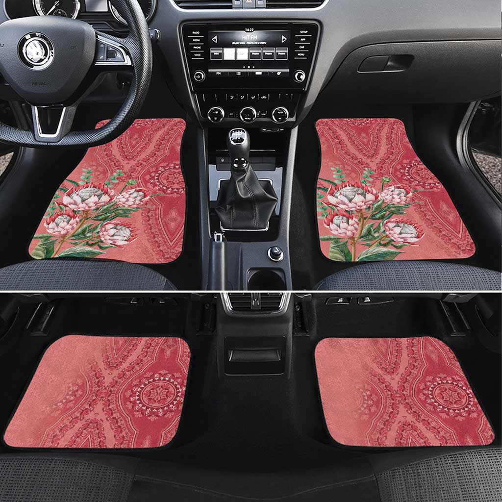 Africa King Proteas Dashiki Motif Car Mats Peach Style LT9 - Wonder Print Shop
