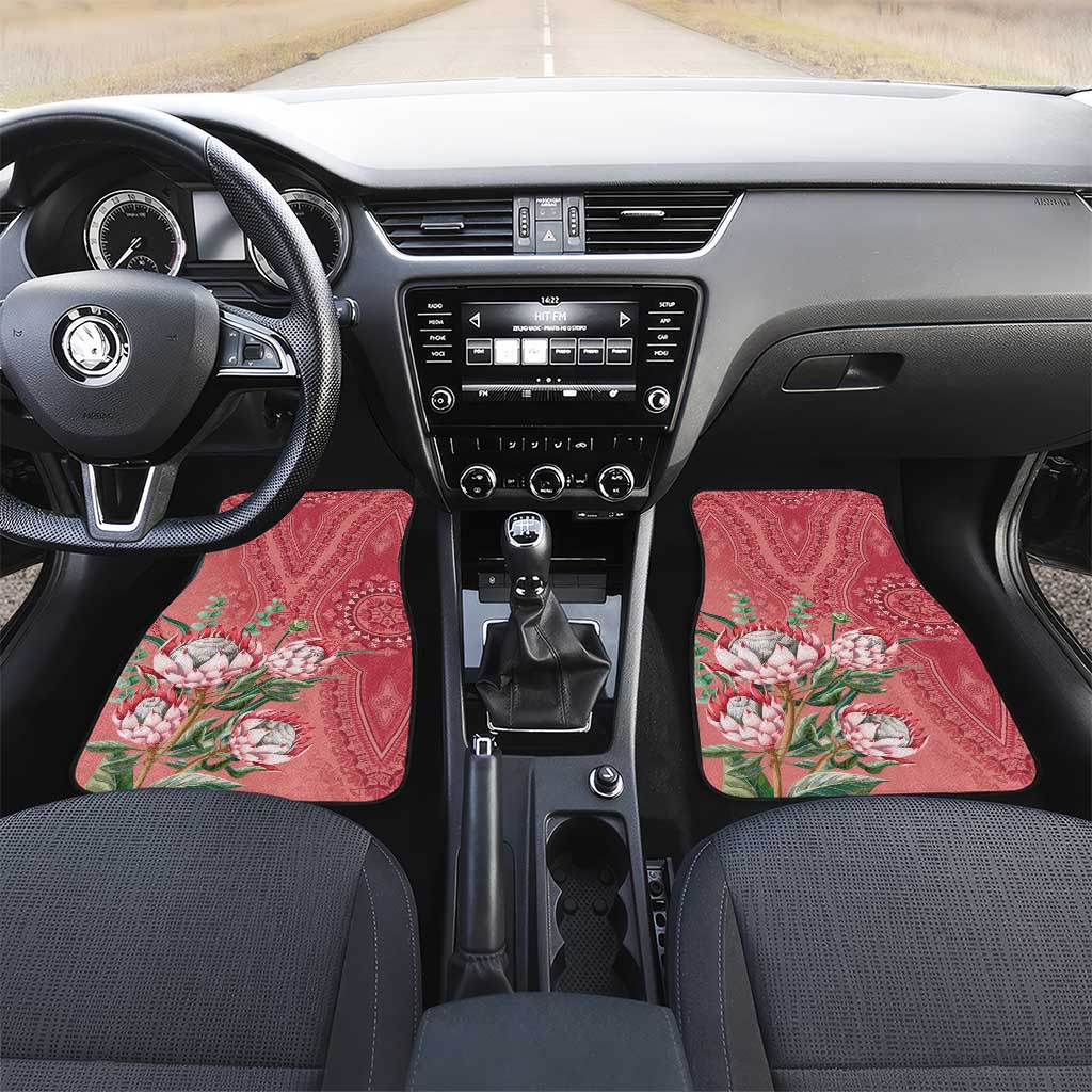 Africa King Proteas Dashiki Motif Car Mats Peach Style LT9 - Wonder Print Shop