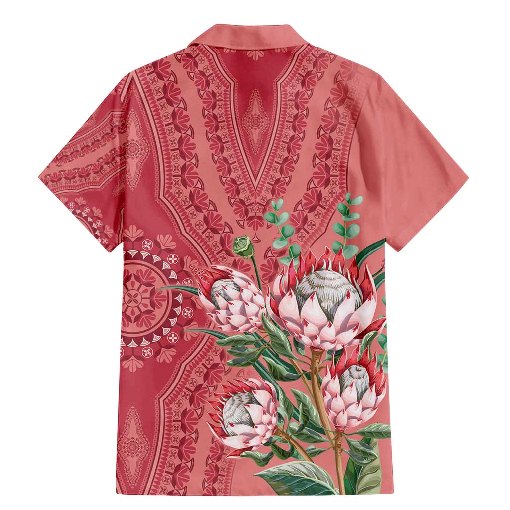 Africa King Proteas Dashiki Motif Family Matching Mermaid Dress and Hawaiian Shirt Peach Style LT9 - Wonder Print Shop