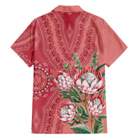 Africa King Proteas Dashiki Motif Family Matching Off The Shoulder Long Sleeve Dress and Hawaiian Shirt Peach Style - Wonder Print Shop