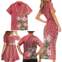 Africa King Proteas Dashiki Motif Family Matching Short Sleeve Bodycon Dress and Hawaiian Shirt Peach Style - Wonder Print Shop