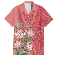 Africa King Proteas Dashiki Motif Family Matching Short Sleeve Bodycon Dress and Hawaiian Shirt Peach Style - Wonder Print Shop