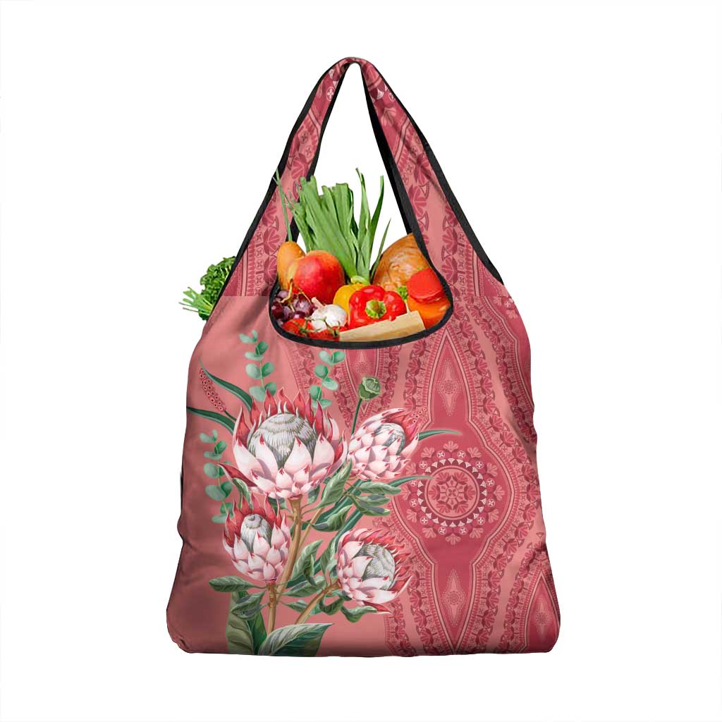 Africa King Proteas Dashiki Motif Grocery Bag Peach Style