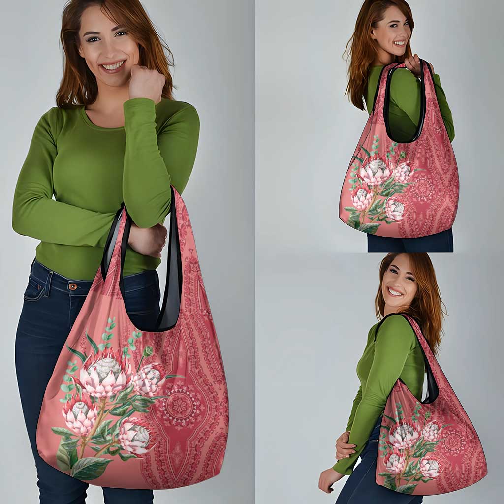 Africa King Proteas Dashiki Motif Grocery Bag Peach Style