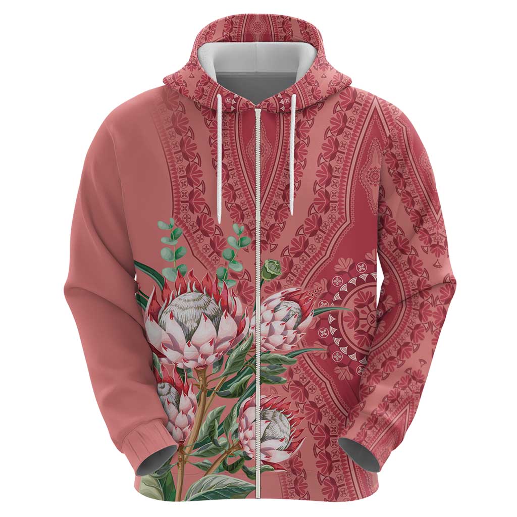 Africa King Proteas Dashiki Motif Hoodie Peach Style - Wonder Print Shop