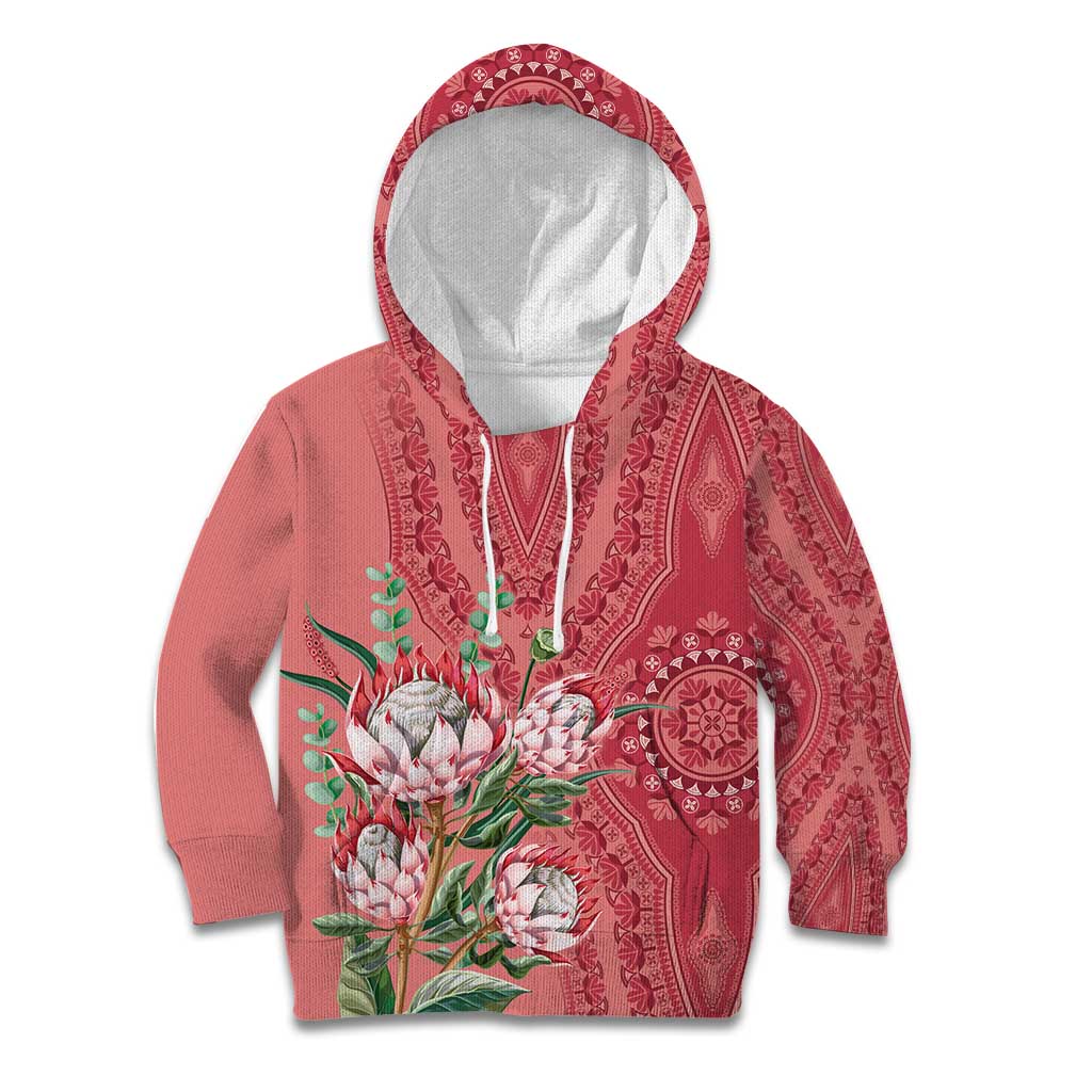 Africa King Proteas Dashiki Motif Kid Hoodie Peach Style - Wonder Print Shop
