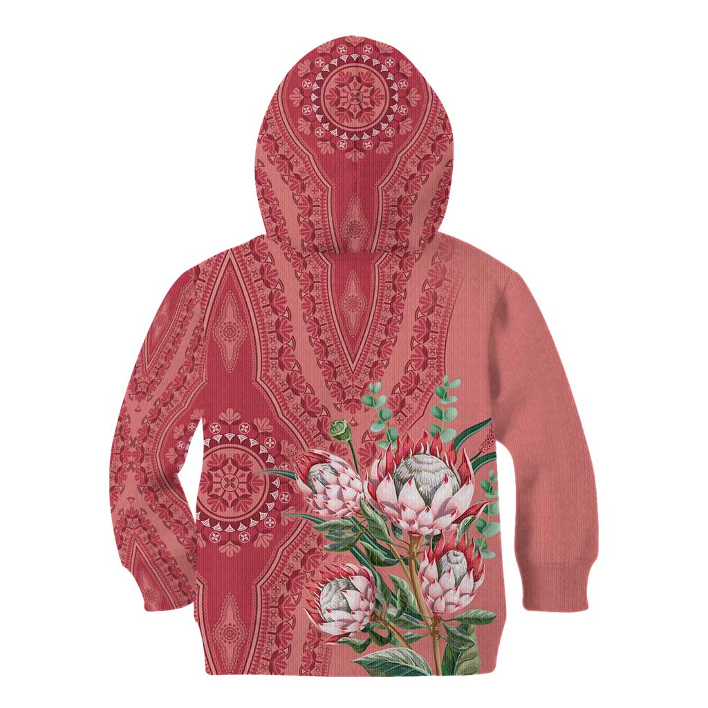 Africa King Proteas Dashiki Motif Kid Hoodie Peach Style - Wonder Print Shop