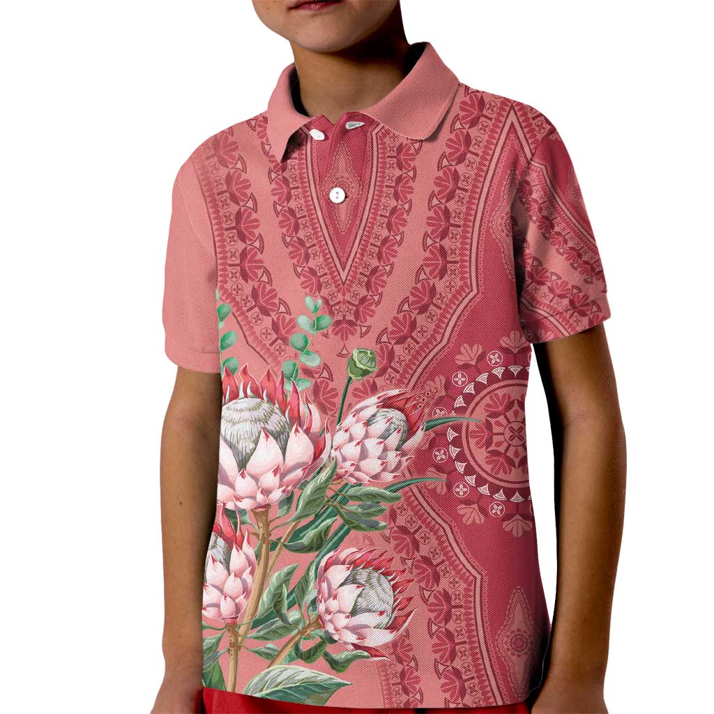 Africa King Proteas Dashiki Motif Kid Polo Shirt Peach Style - Wonder Print Shop