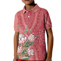 Africa King Proteas Dashiki Motif Kid Polo Shirt Peach Style - Wonder Print Shop