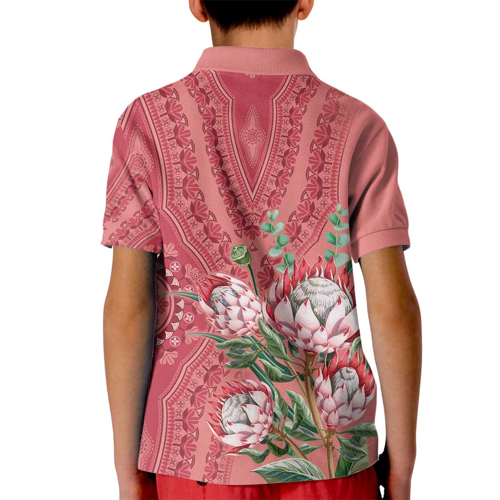 Africa King Proteas Dashiki Motif Kid Polo Shirt Peach Style - Wonder Print Shop