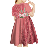 Africa King Proteas Dashiki Motif Kid Short Sleeve Dress Peach Style - Wonder Print Shop