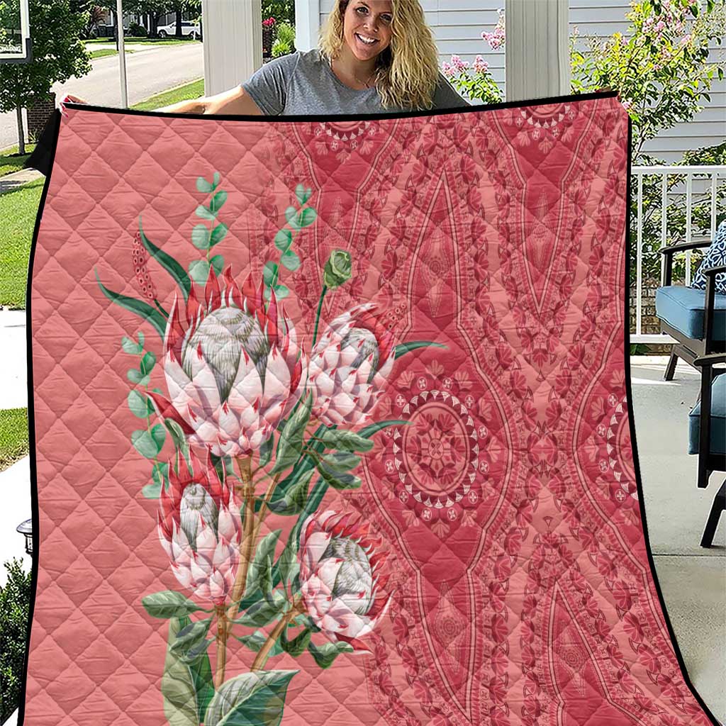 Africa King Proteas Dashiki Motif Quilt Peach Style - Wonder Print Shop