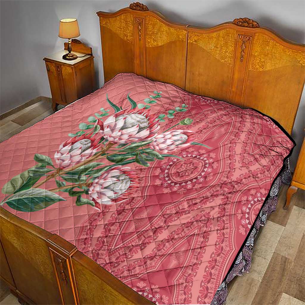 Africa King Proteas Dashiki Motif Quilt Peach Style - Wonder Print Shop