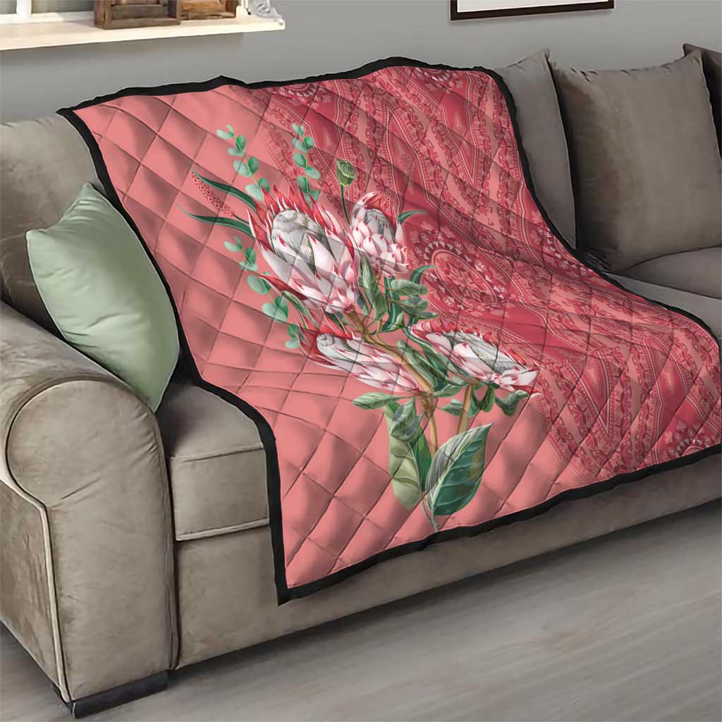 Africa King Proteas Dashiki Motif Quilt Peach Style - Wonder Print Shop