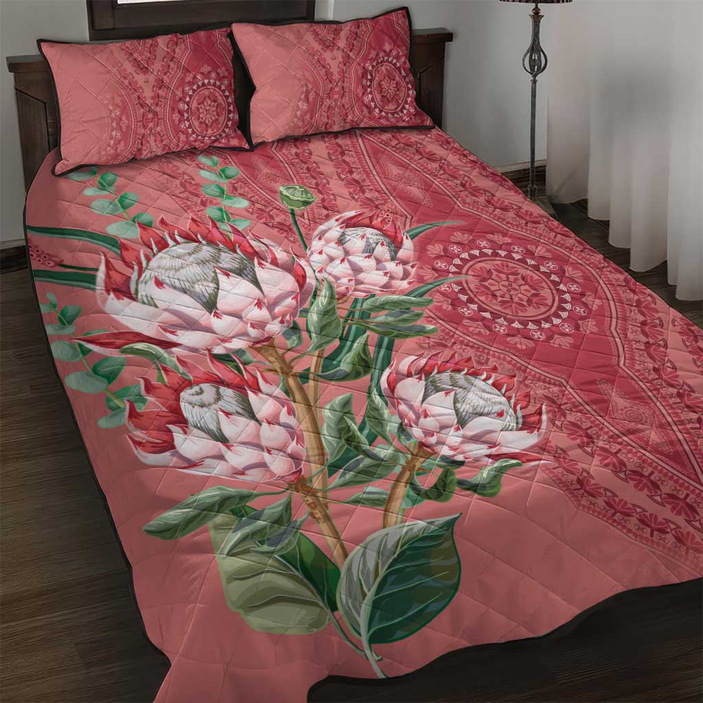 Africa King Proteas Dashiki Motif Quilt Bed Set Peach Style - Wonder Print Shop