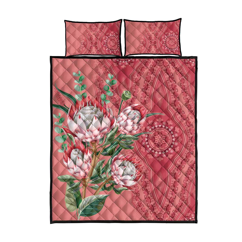 Africa King Proteas Dashiki Motif Quilt Bed Set Peach Style - Wonder Print Shop