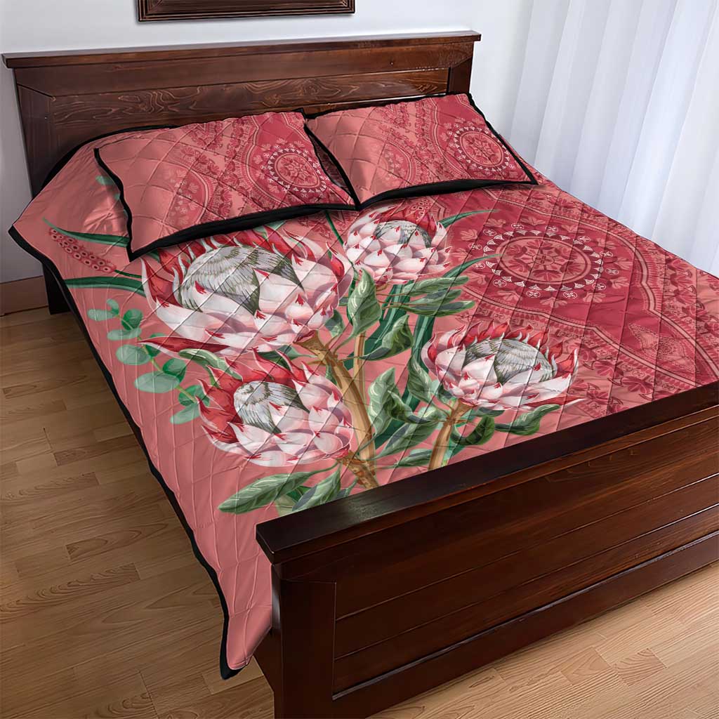 Africa King Proteas Dashiki Motif Quilt Bed Set Peach Style - Wonder Print Shop
