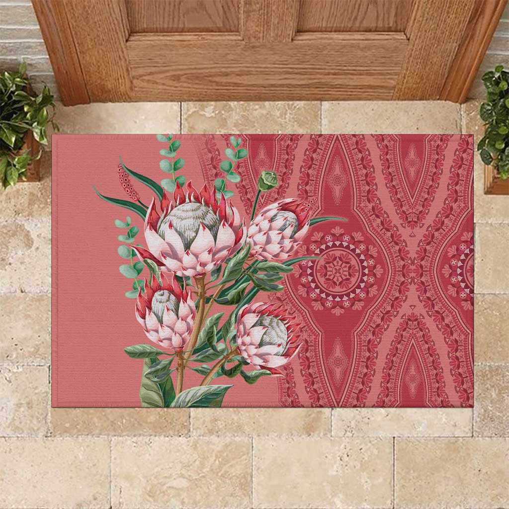 Africa King Proteas Dashiki Motif Rubber Doormat Peach Style - Wonder Print Shop