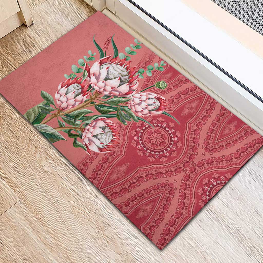 Africa King Proteas Dashiki Motif Rubber Doormat Peach Style - Wonder Print Shop
