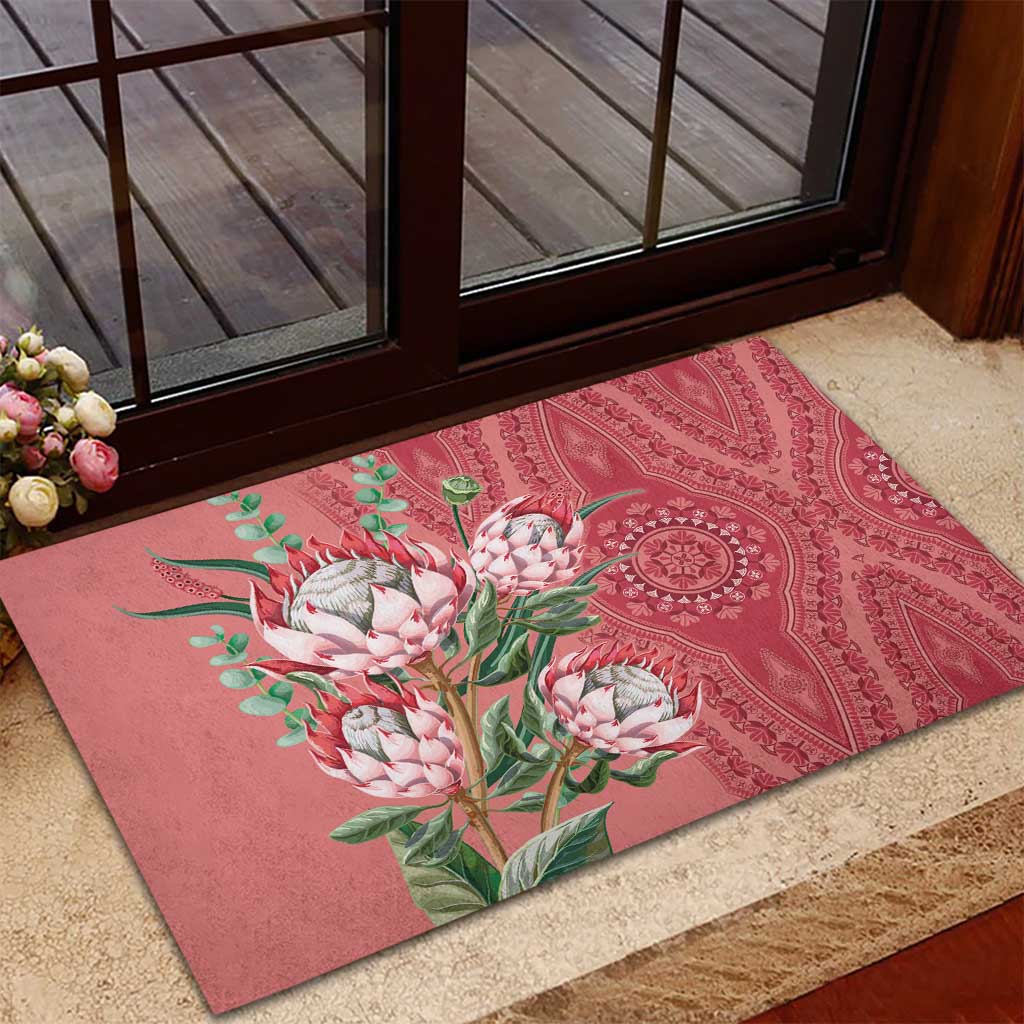 Africa King Proteas Dashiki Motif Rubber Doormat Peach Style - Wonder Print Shop
