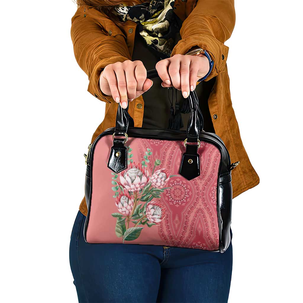 Africa King Proteas Dashiki Motif Shoulder Handbag Peach Style