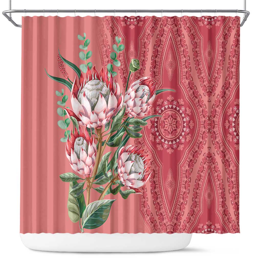 Africa King Proteas Dashiki Motif Shower Curtain Peach Style