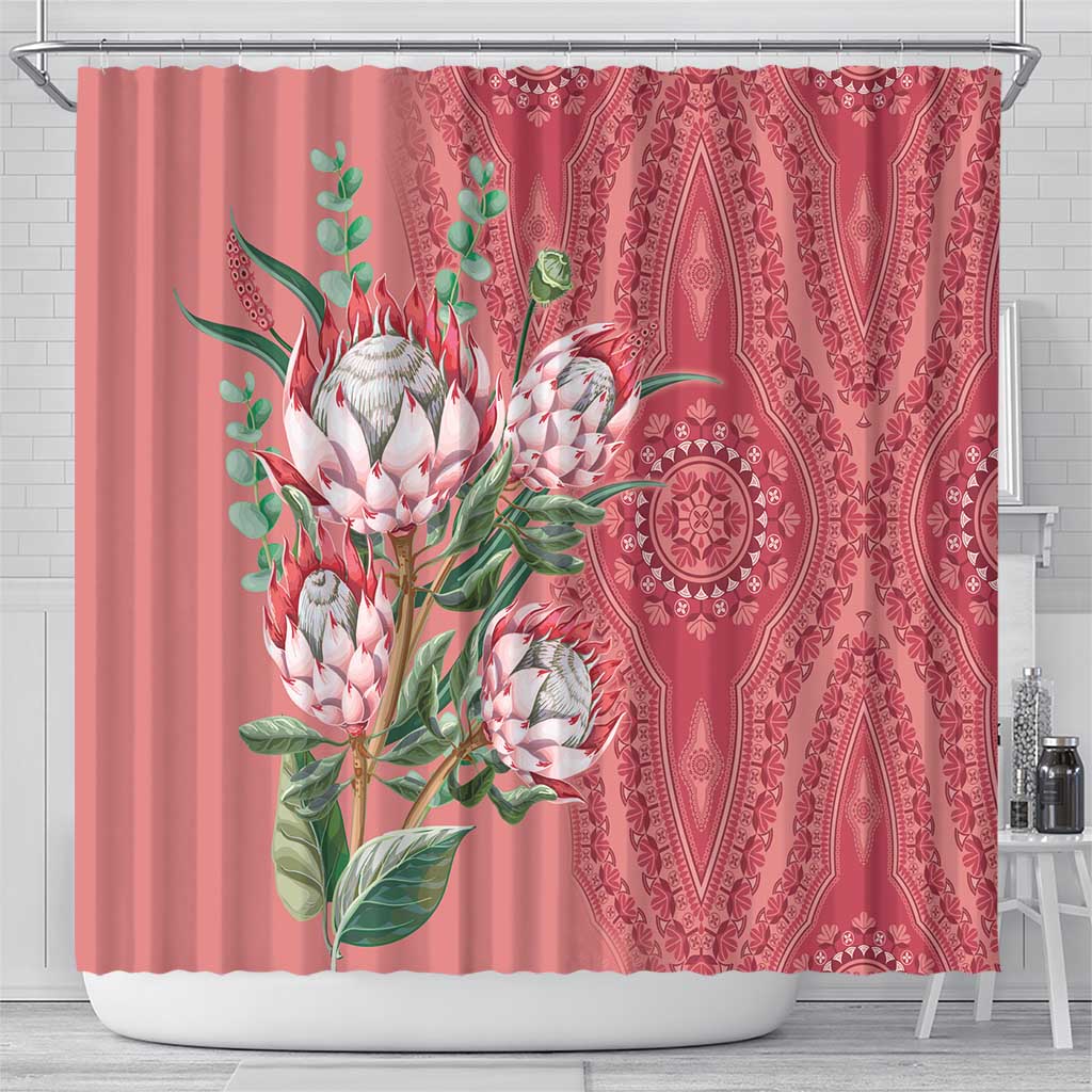 Africa King Proteas Dashiki Motif Shower Curtain Peach Style