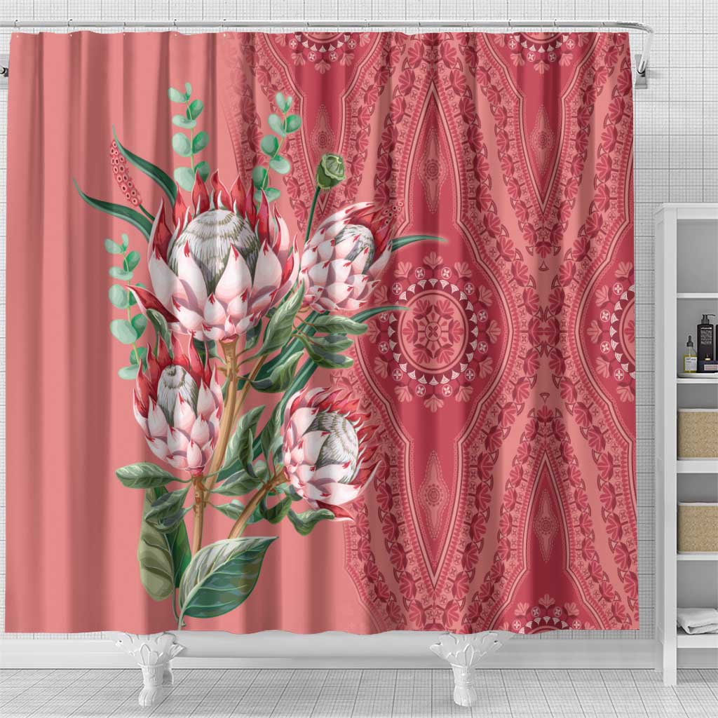 Africa King Proteas Dashiki Motif Shower Curtain Peach Style