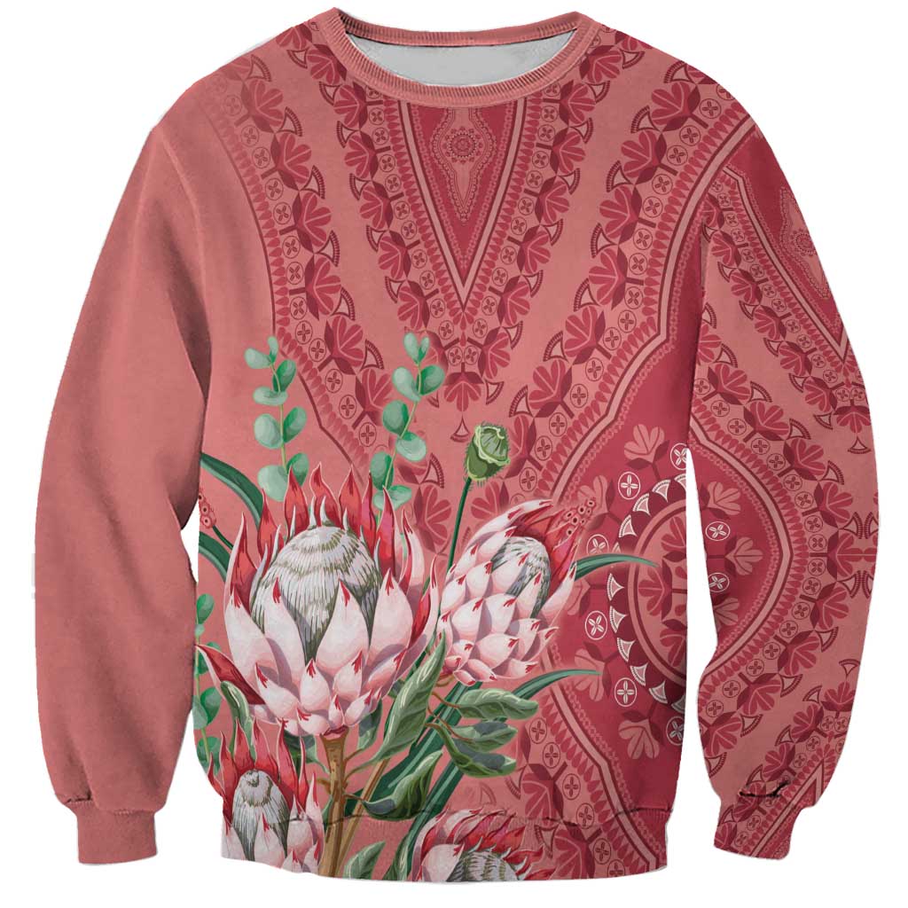 Africa King Proteas Dashiki Motif Sweatshirt Peach Style - Wonder Print Shop