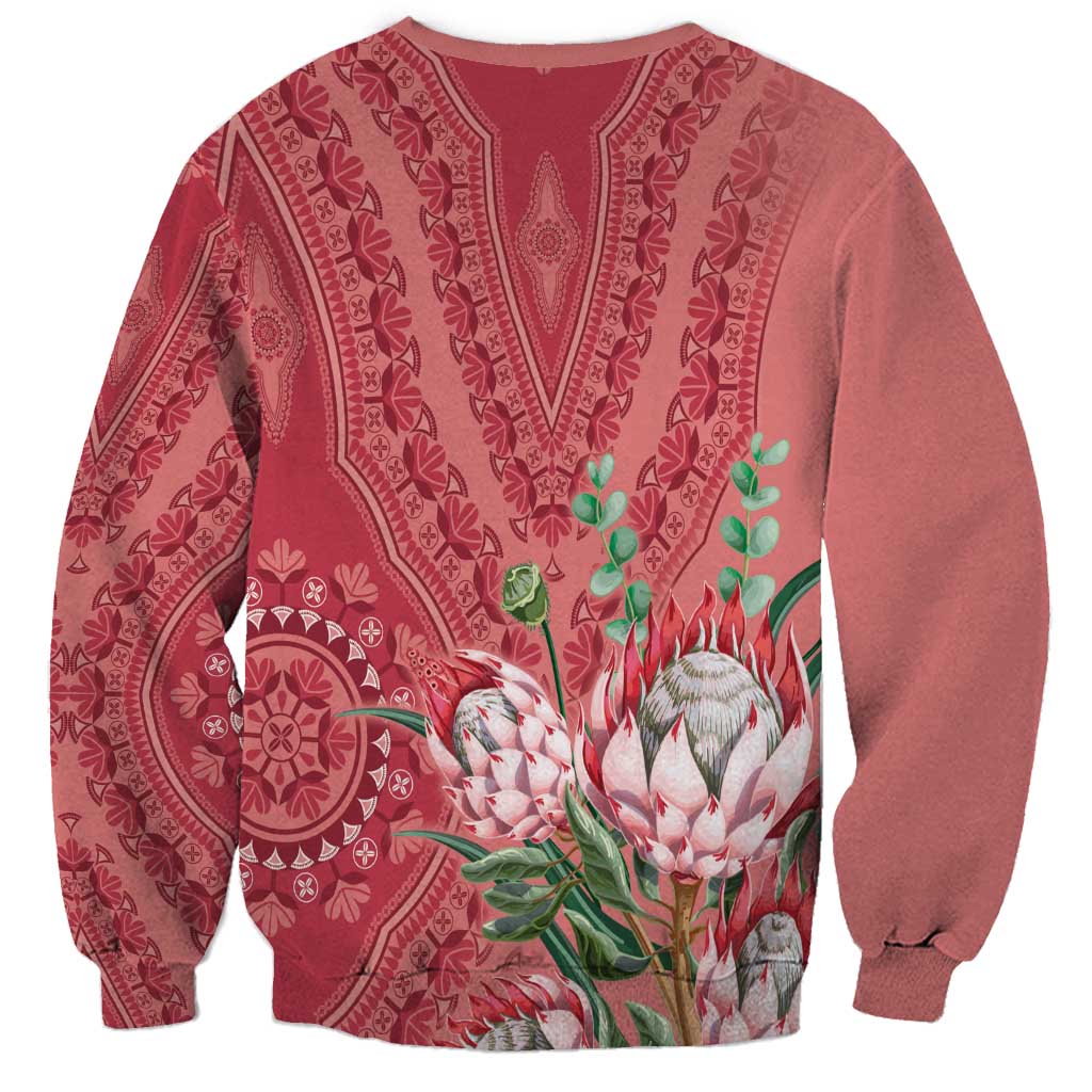 Africa King Proteas Dashiki Motif Sweatshirt Peach Style - Wonder Print Shop